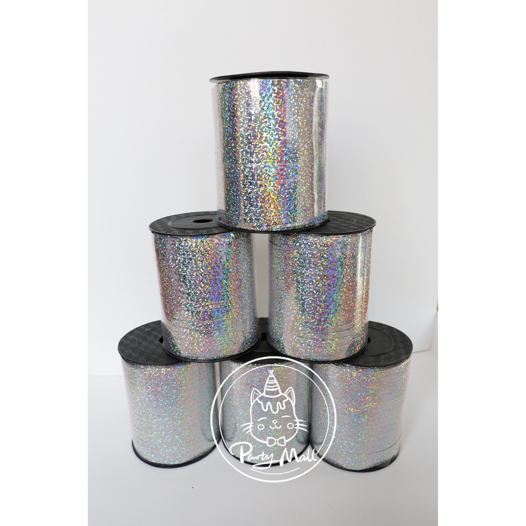 Symphony Silver Laser Ribbon Tie บอลลูน 500 หลา 420 M Helium บอลลูนลอยเชือกบอล 400 M สายม้วนขนาดใหญ่