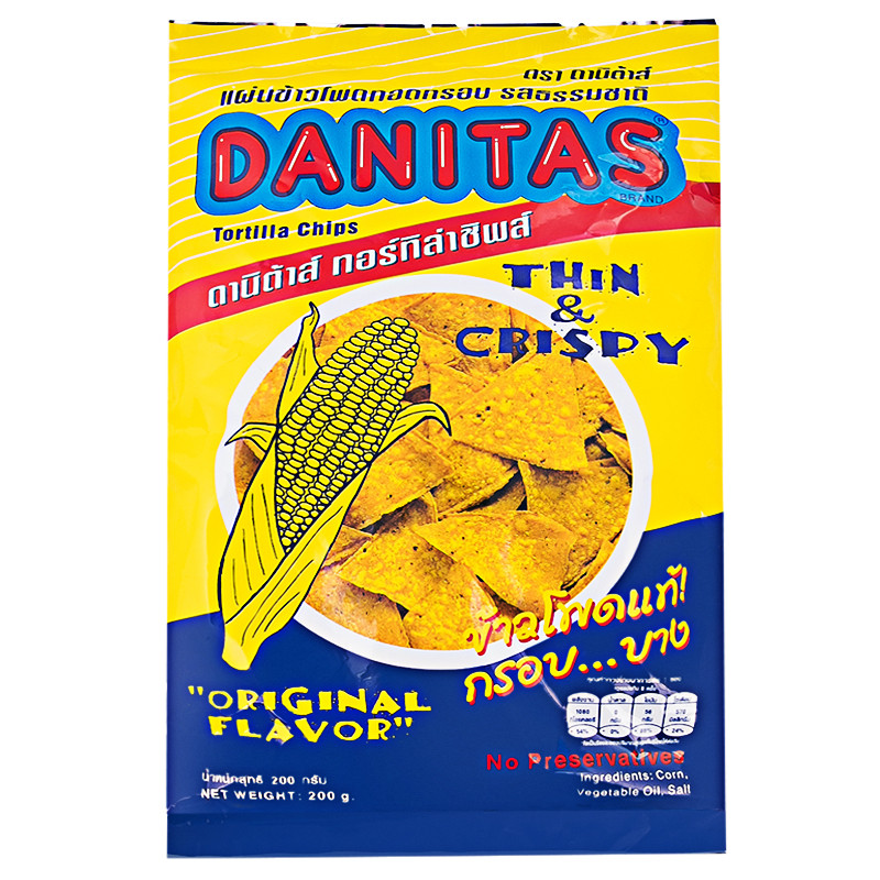 ดานิต้าส์ข้าวโพดเดิม 180กรัม Danitas Tortilla Chip 180g. [หมายเลขบาร์โค้ด 8850575002136 ] ราคาถูก Shopee Lazada