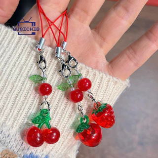 จี้ผลไม้ จี้ลูกปัดตกแต่งdiy พวงกุญแจห้อยโทรศัพท์รูปผลไม้สดใสรับฤดูร้อน พวงกุญแจรูปหัวใจสำหรับเด็กผู้หญิง คู่รัก