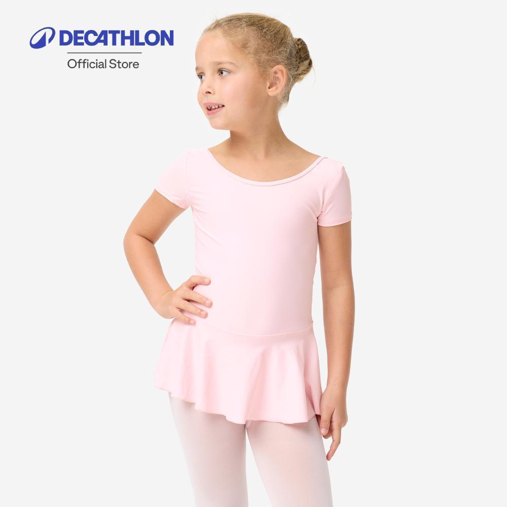Decathlon Girls' Ballet Skirted Leotard ชุดลีโอตาร์ดเต้นบัลเลต์แบบมีกระโปรง - Pink