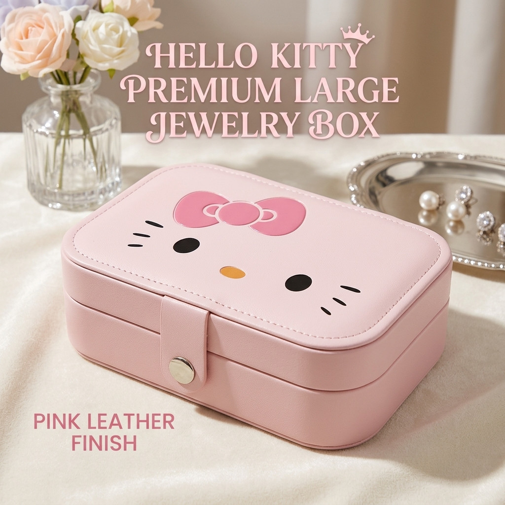 กล่องเก็บเครื่องประดับ Hello Kitty | ระดับพรีเมียม | ความจุใหญ่ | กล่องจัดเก็บเครื่องประดับ | พกพาสะดวก