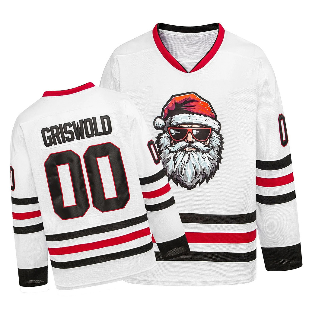 "Griswold 00" Santa Graphic Hockey Jersey Christmas Vacation Inspired Design Stylish Santa Logo Athl