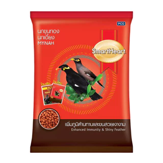 (400g ยกกระสอบ 36ถุง) SmartHeart Mynah สมาร์ทฮาร์ท อาหารนกขุนทอง นกเอี้ยง ขนาด 400 กรัม ผลิต16/10/25
