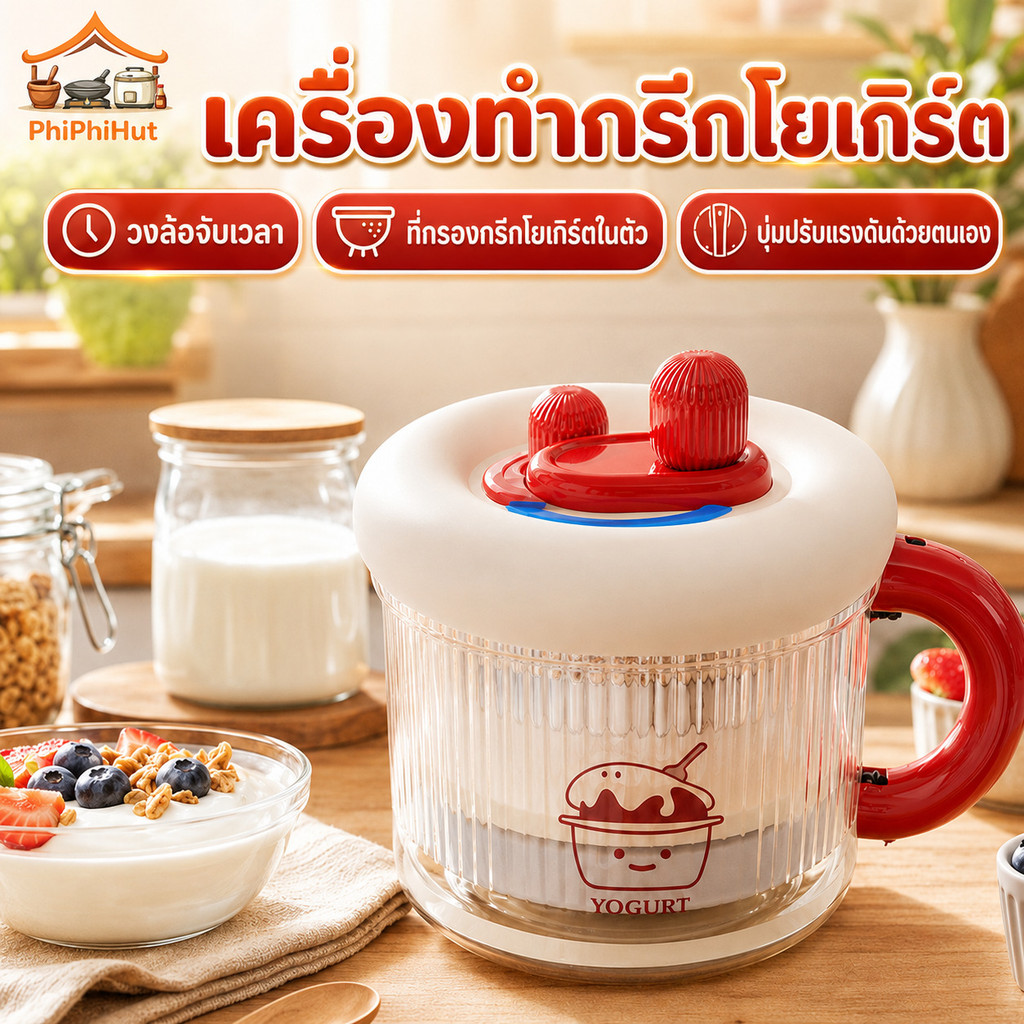 PPH ผลิตภัณฑ์ใหม่ เครื่องทํากรีกโยเกิร์ต ที่กรองกรีกโยเกิร์ต การออกแบบวงล้อจับเวลา การปรับแรงดันด้วยตนเอง