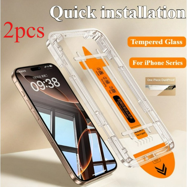 ติดตั้งง่ายกระจกนิรภัยเต็มรูปแบบสําหรับ Iphone 11 12 13 14 15 16 17 Pro Max Xr X Xs Max ป้องกันหน้าจอ