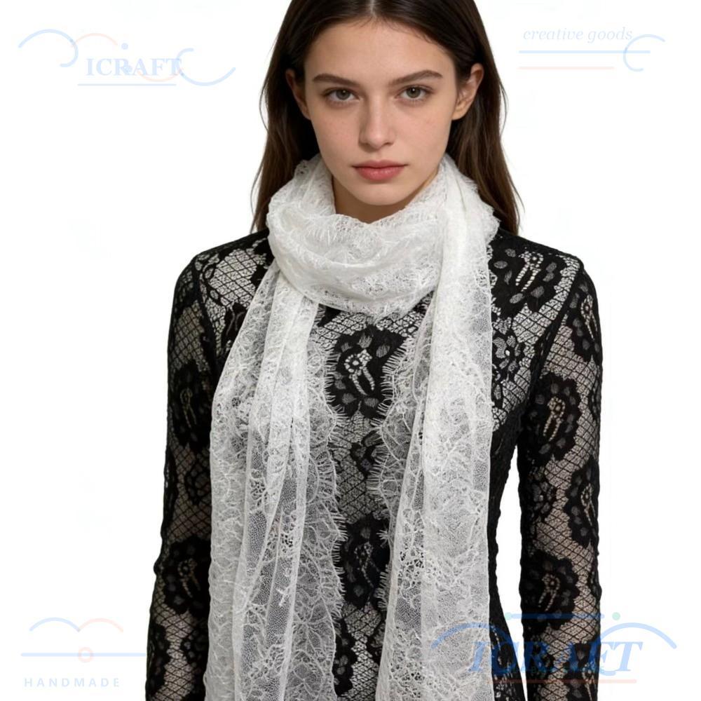ICRAFT Poncho ผ้าลูกไม้ปักดอกไม้ สไตล์งานแต่งงาน น้ำหนักเบาทึบและระบายอากาศดี