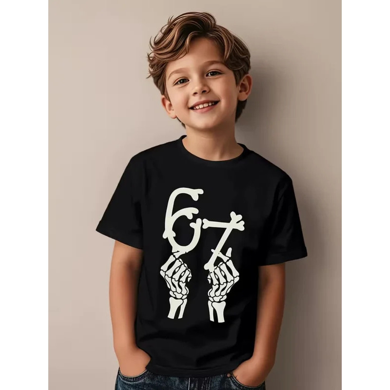 【in stock】เสื้อยืดลายมีม Fun Six Seven 6 7 สำหรับเด็ก สไตล์ฮาๆ แนว Y2k เกม เสื้อยืดลำลอง คอกลม แฟชั่