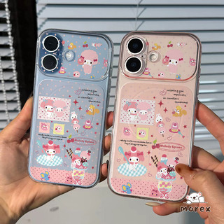 เหมาะสำหรับ IPhone Air 16 17 15 14 13 12 11 Pro Max 15 Plusเคสแม่เหล็กคอร์นิ่ง พร้อมเชือก ลายมีฟี เมโลดี้ น่ารัก หลากสี