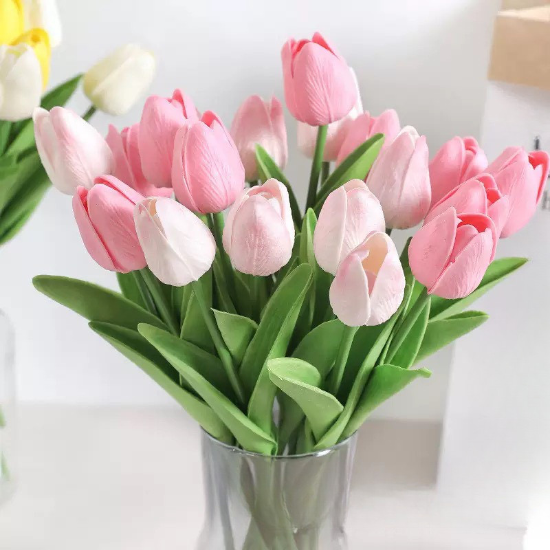 DZB HOME ดอกทิวลิปเทียม เกรดพรีเมียม ใบไม่ร่วง สำหรับแต่งงาน/ตกแต่งบ้าน/กลางแจ้ง ทนแดดทนฝน 🌸✨