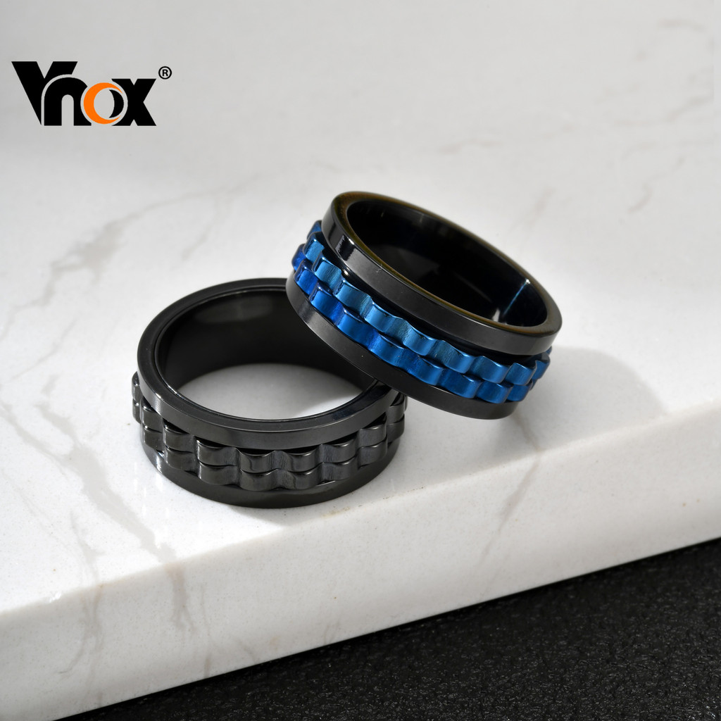 Vnox Spinner แหวนสําหรับผู้ชาย, แหวน Fidget สแตนเลสทนทานงานแต่งงาน Band Comfort Fit ขนาด 7-12 ของขวัญ