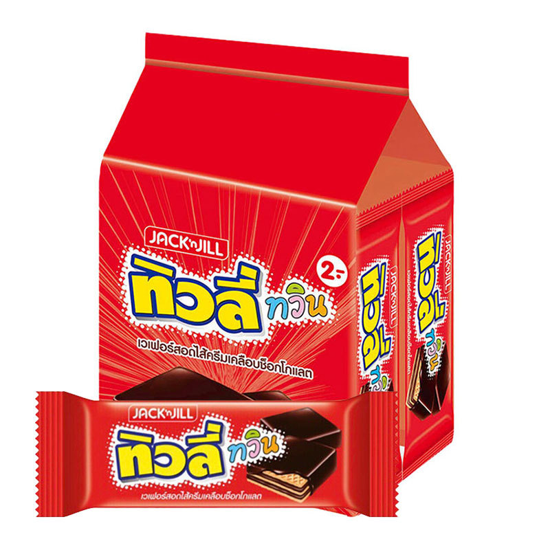 ทิวลี่ ทวิน เวเฟอร์สอดไส้ครีมเคลือบช็อกโกแลต 10 ก. x 24 (TIVOLI Twin Wafer Chocolate 10 g x 24) โปโลแมน POLOMAN