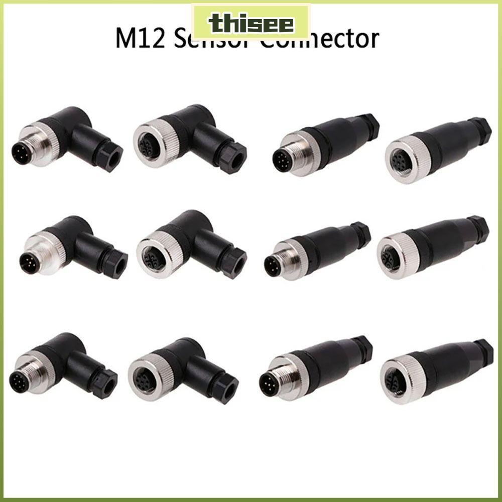 THISEPH M12 Sensor Connector, 4 5 8 Pin Connector M12 ปลั๊กการบิน, ตรง PG7 M12 Sensor Cable Connecto