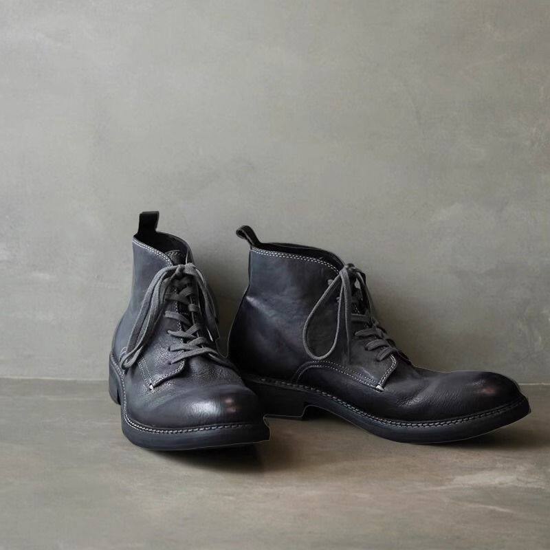 Derby รองเท้า Martin ผู้ชาย ฤดูใบไม้ร่วง ฤดูหนาว Mid-Top หนังสั้น Retro อังกฤษ Casual High-Top