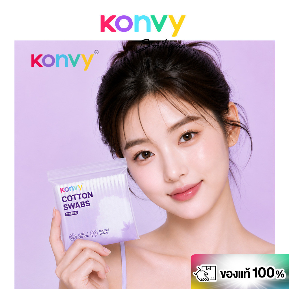 Konvy Cotton Swabs Bag Packaging 100pcs คอนวี่ สำลีแบบก้าน 2 หัว.