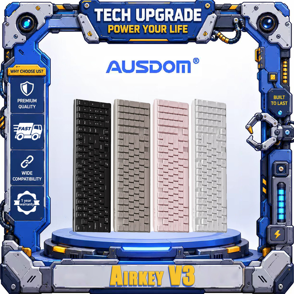 AUSDOM AirkeV3 แกนต่ําแกนเงียบไร้สายบลูทูธสํานักงานพิมพ์แป้นพิมพ์เครื่องกลเฉพาะ