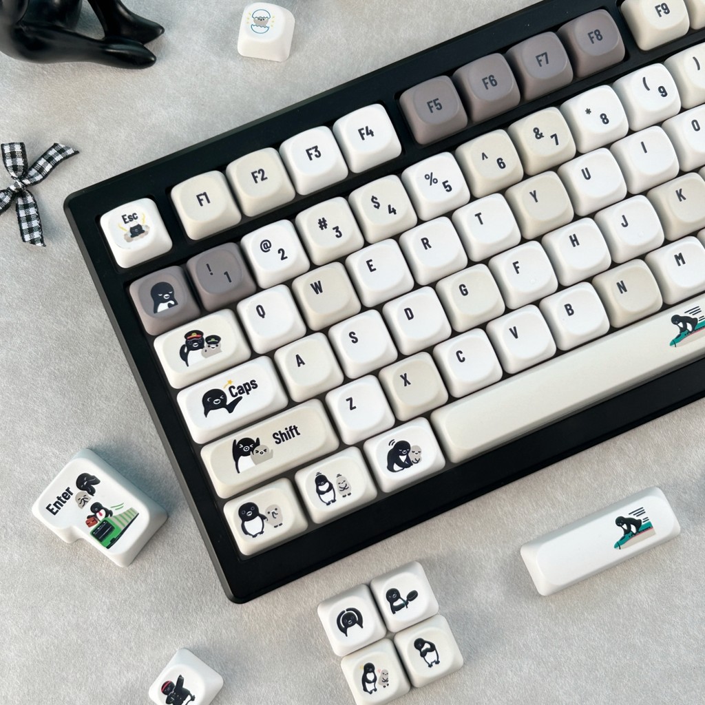 TH/ZHUYIN/KRMAIMOOO Pingu Keycap MOA/Cherry Profile 120 คีย์ PBT Dye Sublimation Aula F75 Ajazz AK82