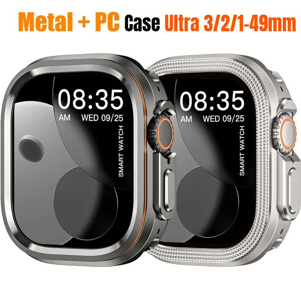 โลหะ + PC Anti-Scratch กันกระแทกสําหรับ Apple Watch Ultra 3/2/1 49 มม.อุปกรณ์เสริม