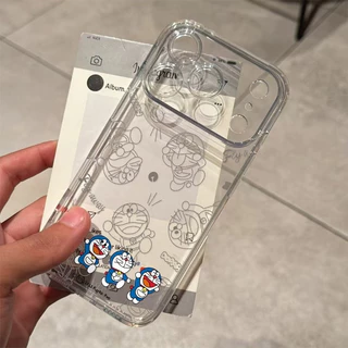การ์ตูนการ์ตูนโดราเอมอนโทรศัพท์มือถือนุ่มเคสใสเข้ากันได้iPhone 7Plus 15Plusพรีเมี่ยม14Plus 13ProMaxแฟชั่น16ProMax 12ProMax Creative 11 XR 17PROกันกระแทกป้องกันกรณี