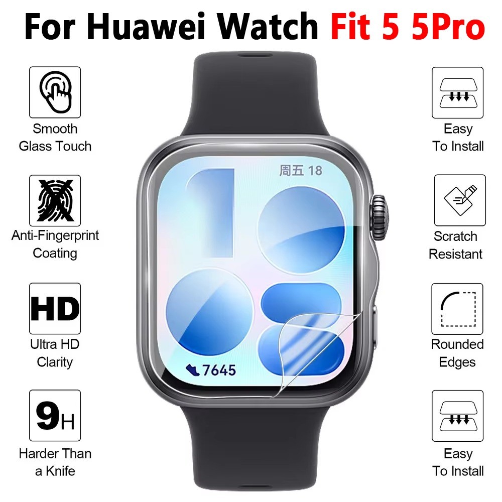 3 5PCS Hydrogel ฟิล์มสําหรับ Huawei Watch Fit 5 ป้องกันหน้าจอ HD ฟิล์มสําหรับ Huawei Watch Fit 5Pro