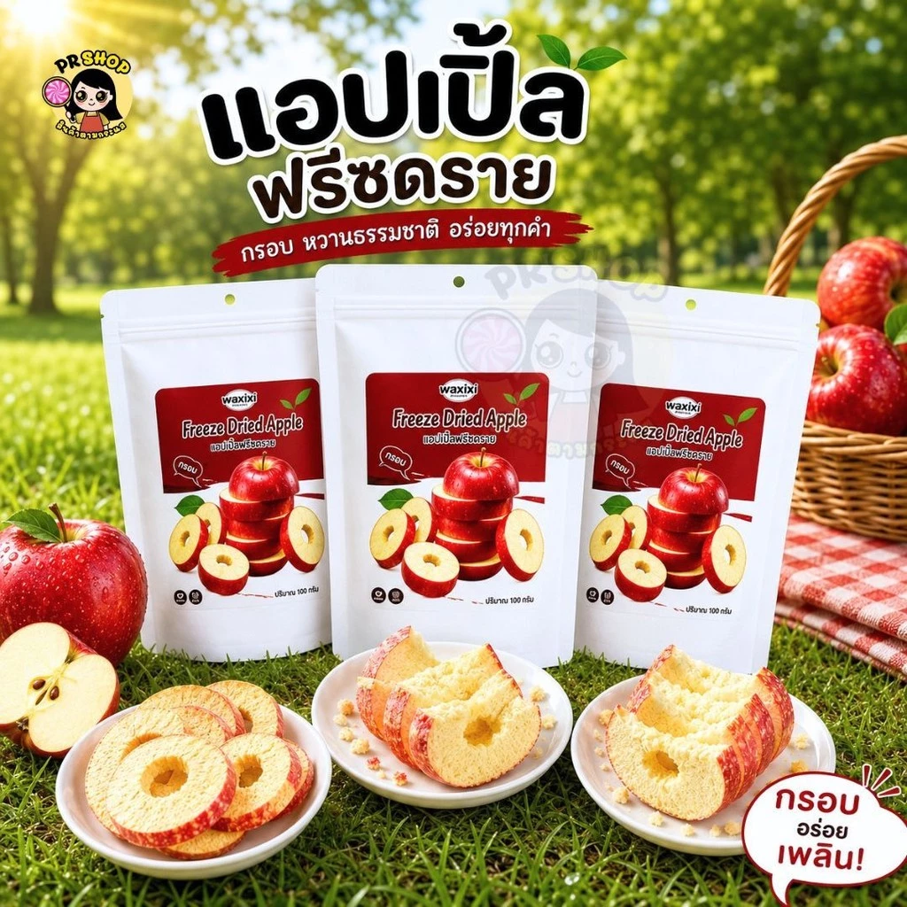 แอปเปิ้ลฟรีซดราย แอปเปิ้ลไหหนาน ขนาด100กรัม ชิ้นใหญ่เต็มคำ หวานอมเปรี้ยว กรอบฟู อร่อย พร้อมส่งในไทย