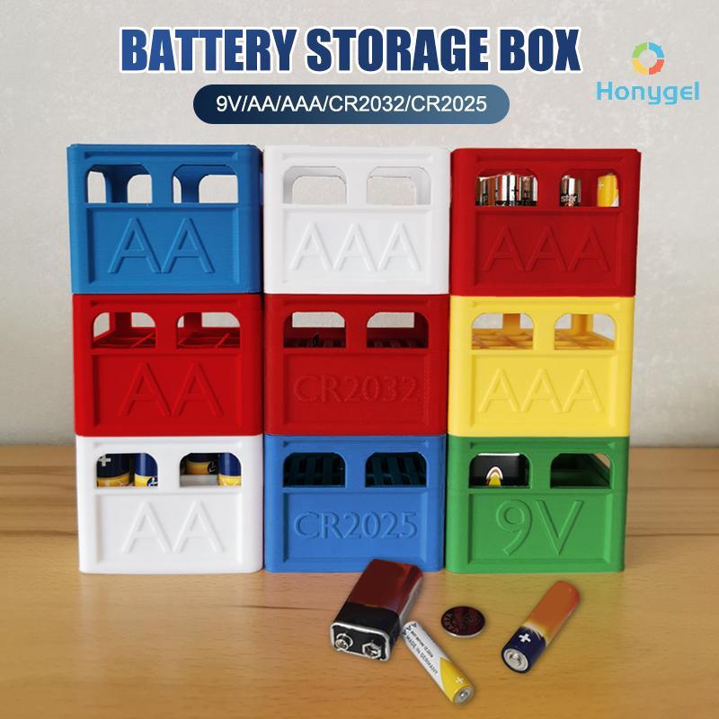 {Honyge1} AAA/AA/9V/CR2032/ กล่องเก็บของ Staable Battery Organizer ที่วางแบตเตอรี่ตกแต่ง บ้าน กล่องเ