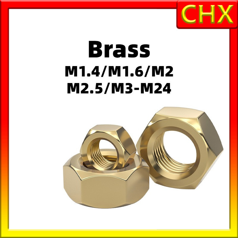 ทองเหลือง หัวน็อต ตัวเมีย หกเหลี่ยม / Hexagon Nut brass M1.4/M1.6/M2/M2.5/M3-M24 MZXLG007