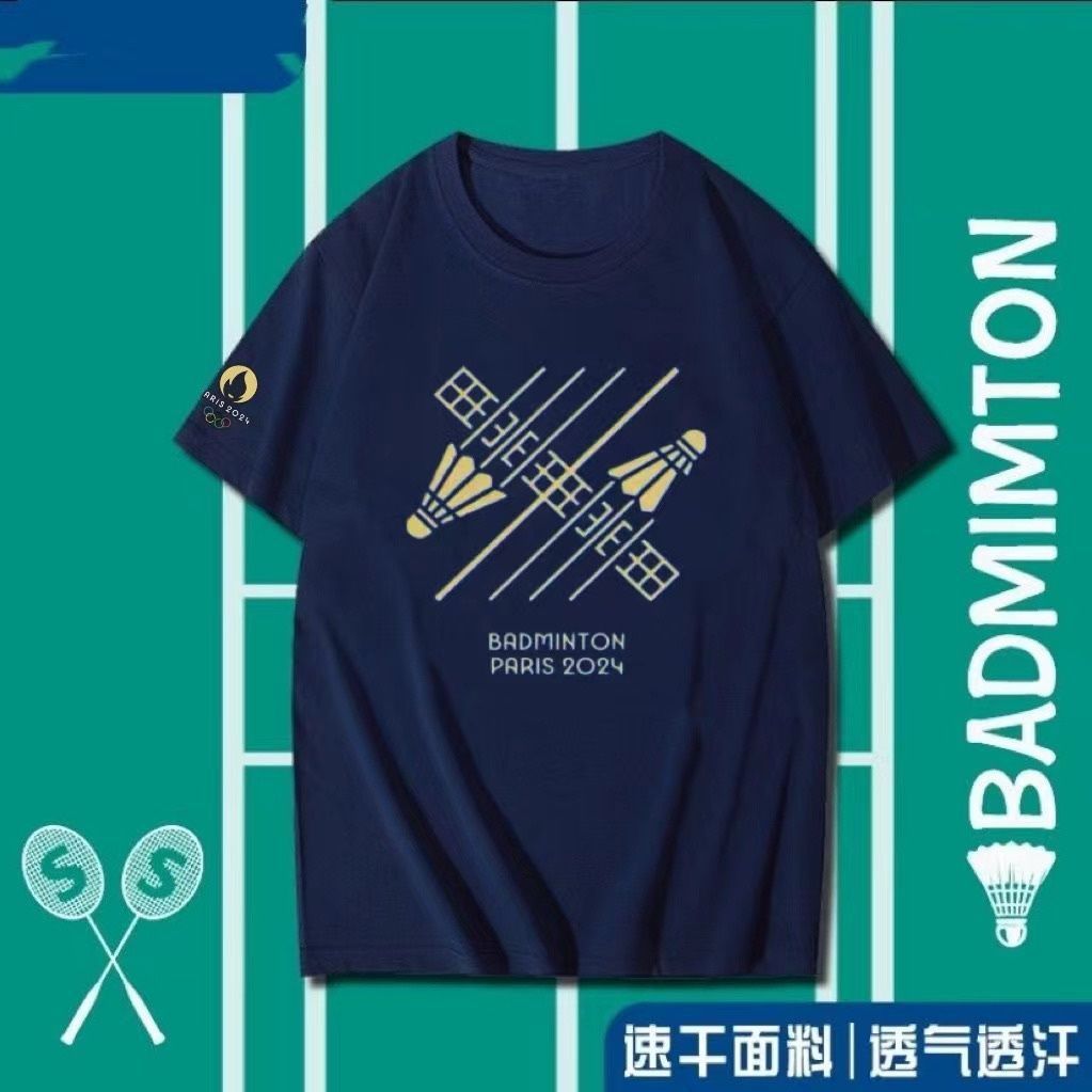 [ข้อเสนอพิเศษ] 2024 Paris Olympics Chinese Cheer Badminton Jersey ผู้ชายผู้หญิงเสื้อยืดกีฬาแขนสั้น Quick-Drying Breathable Cultural เสื้อ