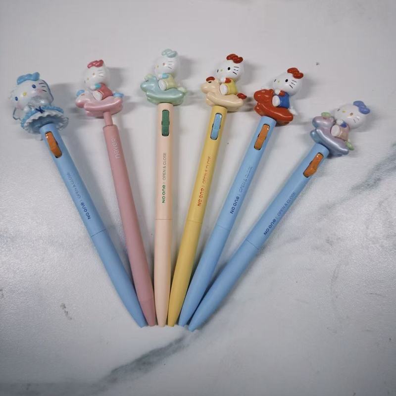 Dimoo Changed Baby HelloKitty Riding Pony Cute Particle Pen Morning Light Switch Gel Pen Student Black Signature Pen [Ready Stock ].2026/6/11