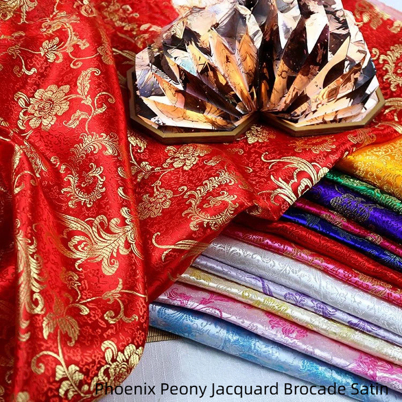 90*100 ซม. Phoenix Peony Jacquard Brocade ผ้าสําหรับ Hanfu, Cheongsam และชุดคอสเพลย์