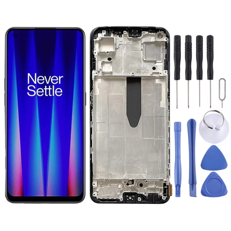 OnePlus อะไหล่หน้าจอ LCD สําหรับ OnePlus Nord CE 2 5G IV2201 Digitizer Full Assembly พร้อมกรอบ (สีดํ