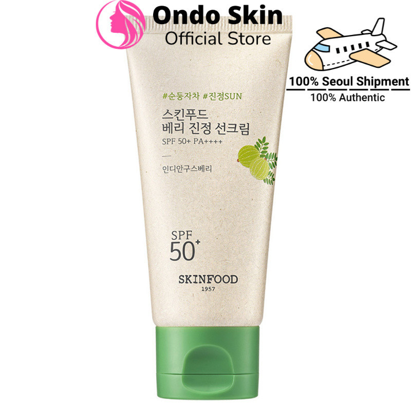 SkinFood Berry Soothing Sunscreen SPF50+ PA++++ 50ml 1 ชิ้น กันแดดเบอร์รี่สดชื่น ปกป้องผิวกระจ่างใส ลดรอยดำจากแสงแดด เนื้อบางเบาไม่เหนียวเหนอะหนะ ปลอบประโลมผิวแพ้ง่าย ด้วยสารสกัดจากเบอร์รี่ธรรมชาติ ผ่านการทดสอบทางผิวหนัง กันน้ำกันเหงื่อ เนียนนุ่มทุกวัน