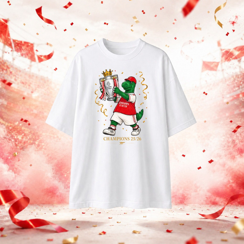 ขายร้อน Arsenal Gunnersaurus เสื้อยืดลําลองทรงหลวมฟุตบอลพัดลมกีฬาแขนสั้นเสื้อยืดผ้าฝ้าย 100%
