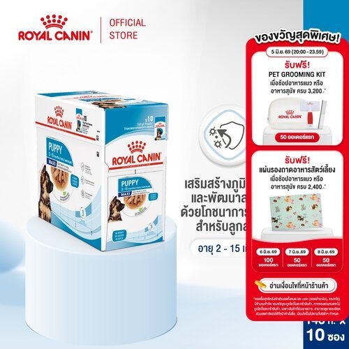 [10 ซอง] Royal Canin Maxi Puppy Pouch Gravy อาหารเปียกลูกสุนัขพันธุ์ใหญ่ อายุ2-15เดือน (เกรวี่,Wet Dog Food,โรยัล คานิน)
