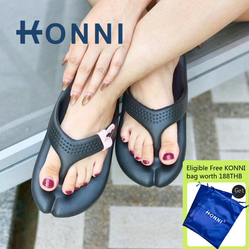 KONNI หูหนีบแฟชั่น รองเท้าแตะเกาหลีหูหนีบ รองเท้าแตะนิ้วโป้ง มินิมอล  พื้นนิ่ม EVA ผู้หญิง ไม่ดีดน้ำ สไตล์แฟชั่น แบบสวม