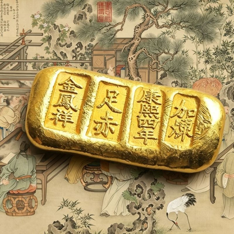Da Qing ทิเบตเก่า Golden Fengxiang Kangxi ปี Golden Treasure เท้าแข็งสีแดง Gilt Gold Gathering ความม