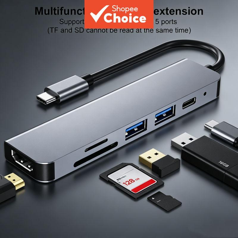 ดองเกิล USB-C 6-in-1 87W PD 4K HDMI USB 3.0 สําหรับ MacBook Air/Pro