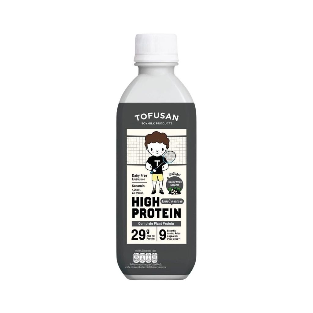 โทฟุซัง นมถั่วเหลืองโปรตีนสูงน้ำตาล0%งาดำ Tofusan Hi-Protein 0% Sugar Black Sesame 350ml. ราคาถูก Shopee Lazada