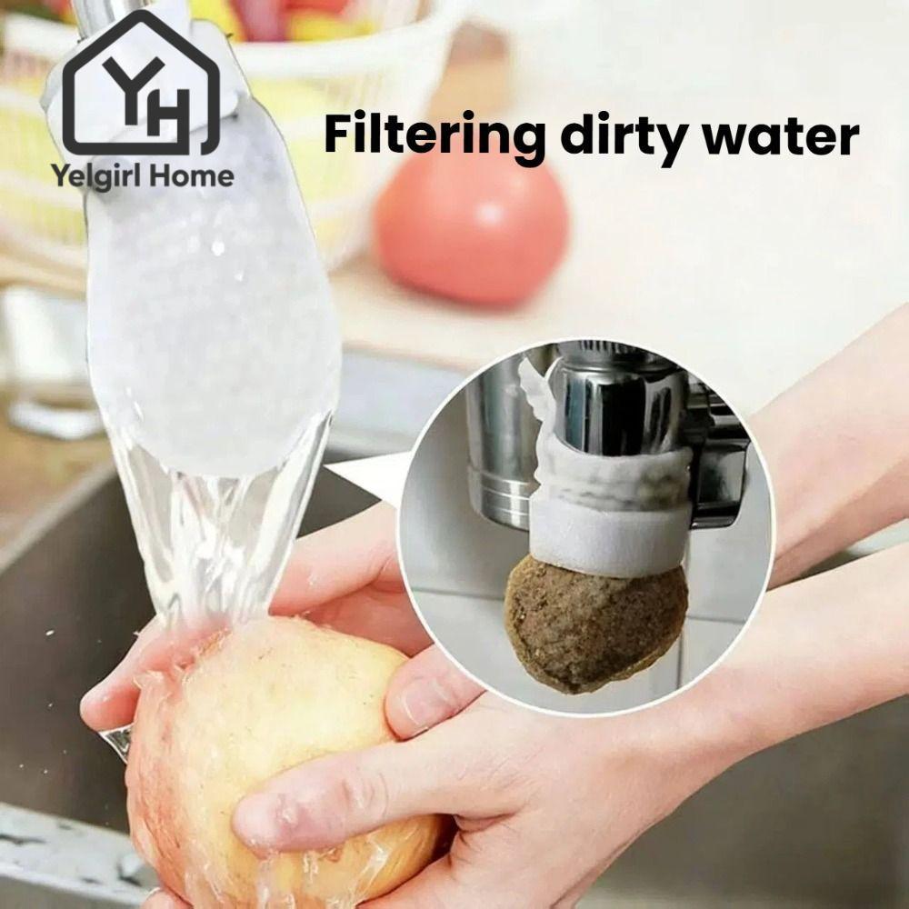 YELGIRLB 10/20/50 ชิ้นก๊อกน้ํากรอง, Universal พร้อม T-strap Faucet Filter Cotton, หนา Anti-splash Tap Water Filter Bag