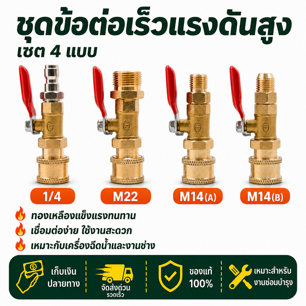ด้ามจับ หัวฉีดล้างแอร์ ปืนล้างแอร์ หัวฉีดน้ำแรงดันสูง พร้อมคอปเปอร์สวมเร็ว สำหรับต่อกับเครื่องฉีดน้ำแรงดันสูง