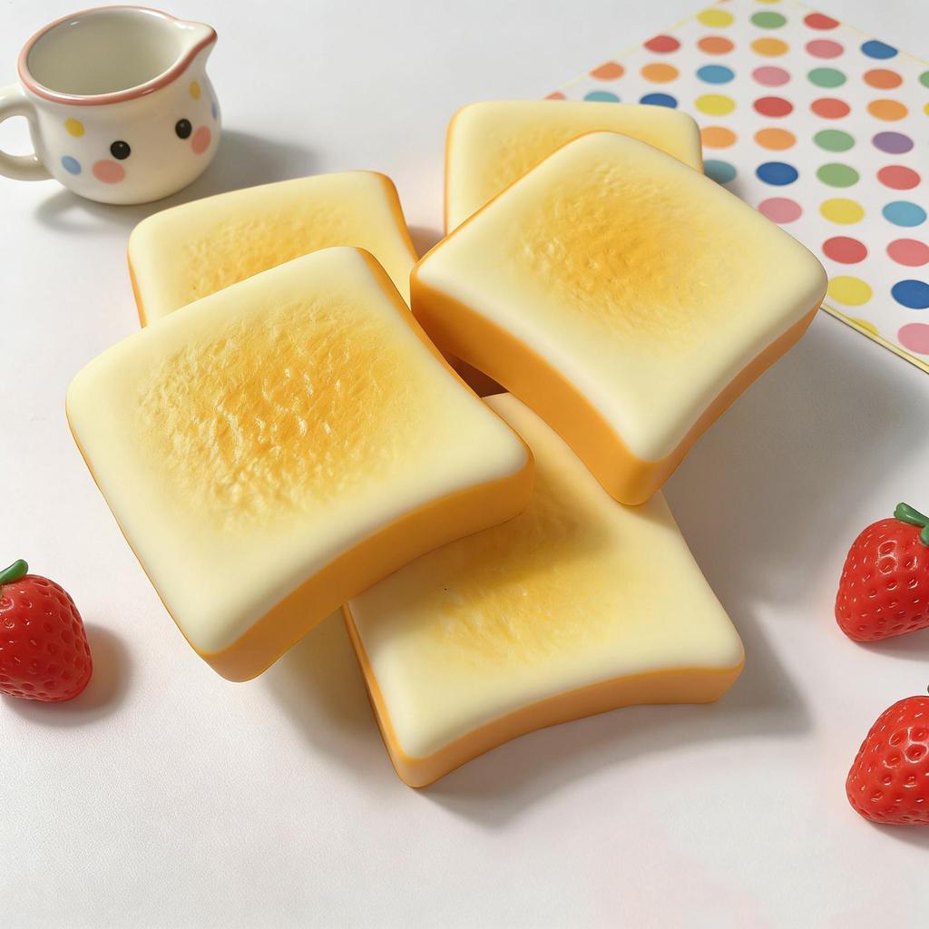 Toast Slicing Squeeze ของเล่น Sensory Fidget ความเครียดบรรเทาสําหรับเด็กผู้ใหญ่นักเรียน Workplace Travel Home mueadegth