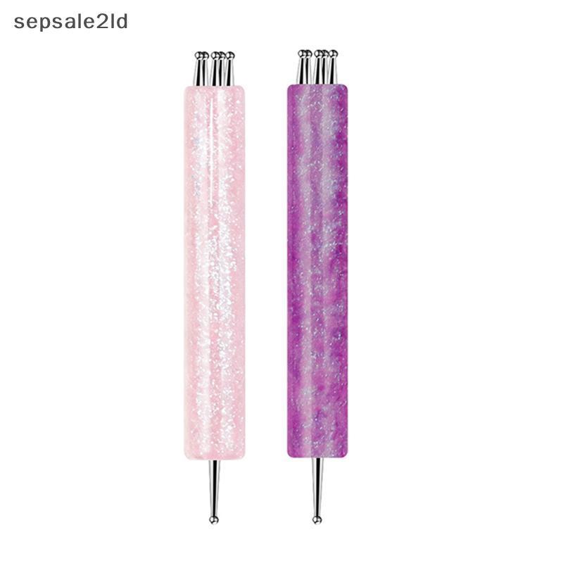 (seps) ปากกาดอทเล็บดอกไม้ที่มีประสิทธิภาพ 5 กลีบพร้อมสแตนเลสสําหรับการออกแบบเล็บ DIY (TH)