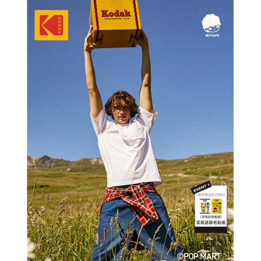 [KODAK x Hirono] KODAK Kodak 26 เสื้อยืดแขนสั้นพิมพ์ลายฤดูร้อนหลวม