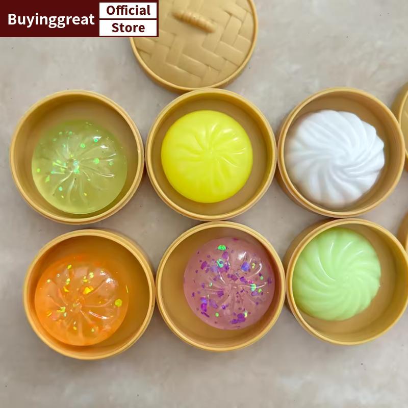 TST คริสตัล Bun น่ารัก Mini ซุป Dumpling รูปความเครียดบรรเทาของเล่น, Venting Office Prank ของเล่น, ฟื้นตัวช้า, ของขวัญสนุก SG