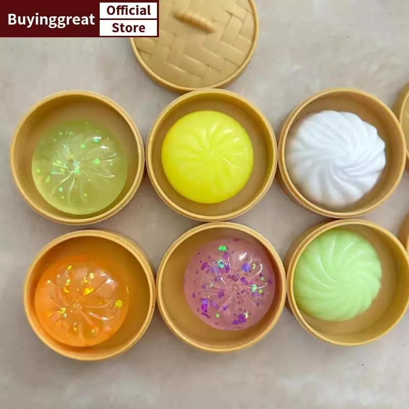 TST คริสตัล Bun น่ารัก Mini ซุป Dumpling รูปความเครียดบรรเทาของเล่น, Venting Office Prank ของเล่น, ฟื้นตัวช้า, ของขวัญสนุก SG