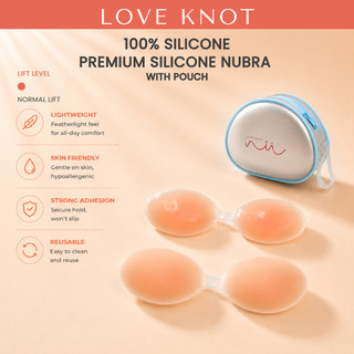 LOVE KNOT Silicone Nubra Push Up Stick On Bra Seamless Invisible Adhesive Strapless Waterproof A- D
