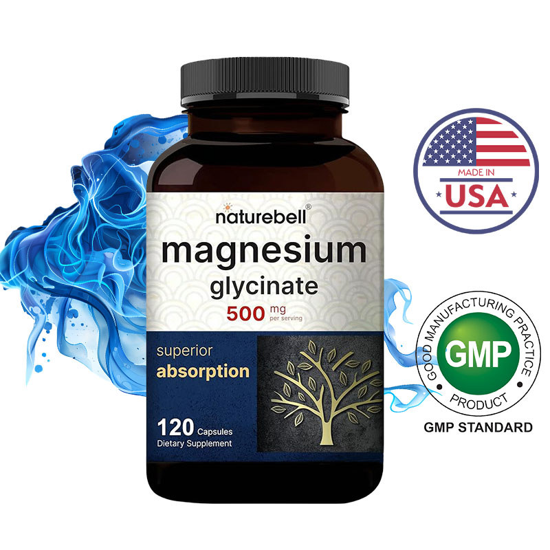 NatureBell Magnesium Glycinate 500mg | ช่วยลดความตึงเครียดและบำรุงระบบประสาท | 120 Capsules