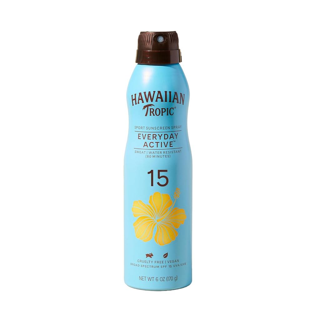 Hawaiian Tropic Island Sport Sunscreen Spray, Easy to Apply, Broad-Spectrum Protection, SPF 15, 6 Ou