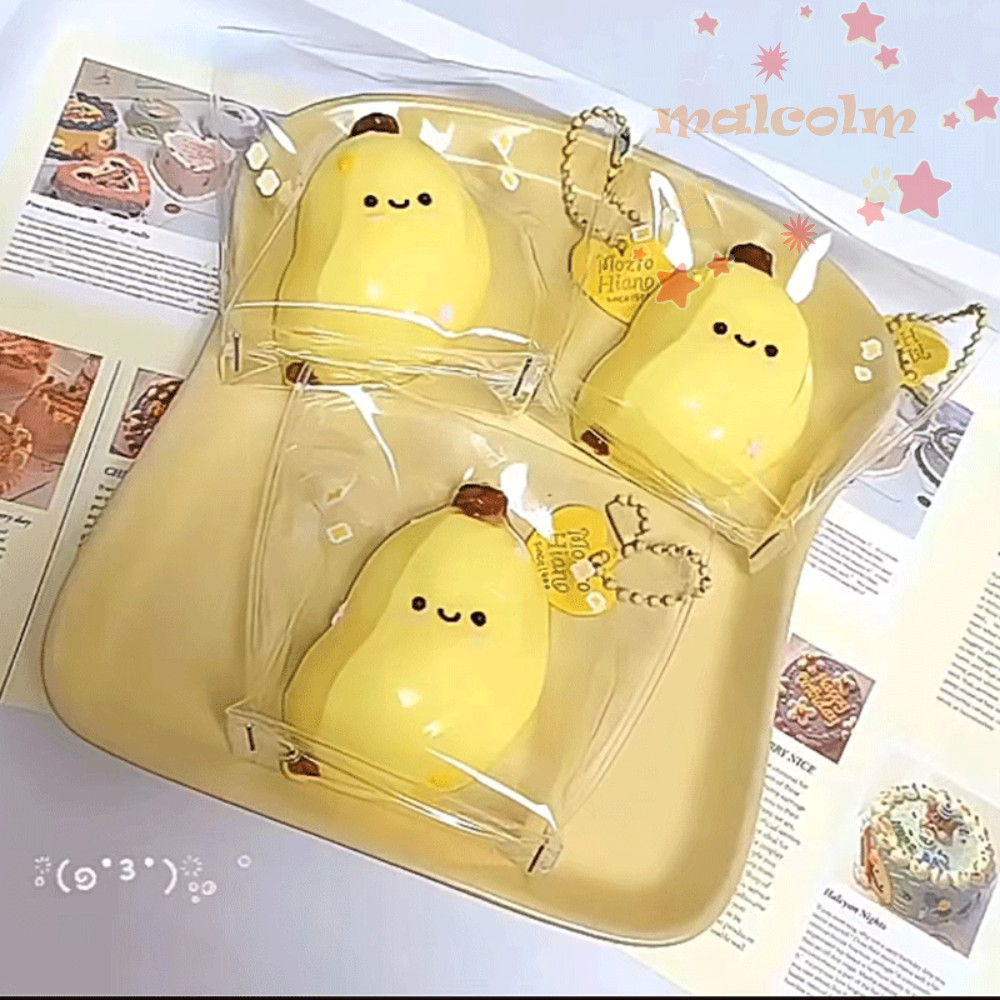 มัลโคล์ม จําลองกล้วยบีบของเล่น,นุ่มสีชมพูซุปเปอร์ยืดหยุ่นผลไม้ของเล่น,สุ่มเปลี่ยนรูปของเล่นยืดหยุ่นนุ่มพิเศษน่ารักช้า สะท้อนกลับ ผลไม้ของเล่นเด็ก