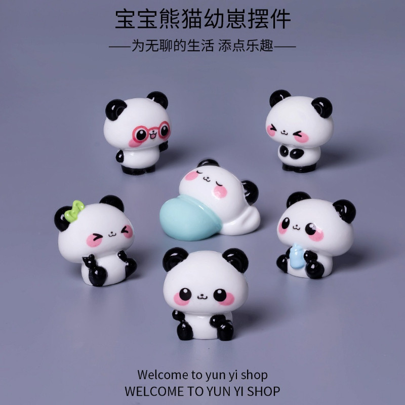 6PCS น่ารัก Panda Baby น่ารัก Face 3D เรซิ่น Charms สําหรับ DIY(5-21)