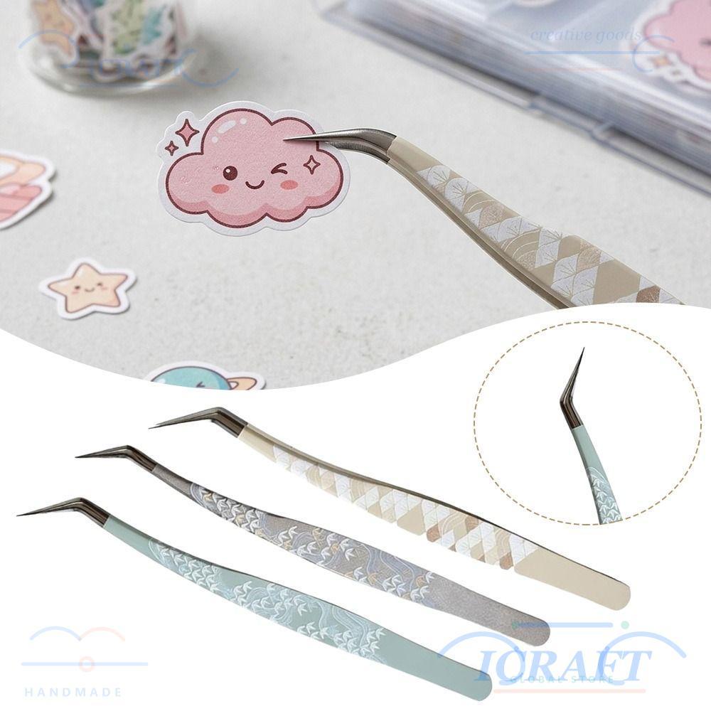 ไอคราฟท์ แหนบสติกเกอร์โค้ง, แหนบขนตาปลอมการ์ตูนความแม่นยําสูง, ที่ดัดขนตาสแตนเลสป้องกันไฟฟ้าสถิตย์เครื่องมือแต่งหน้าความงาม